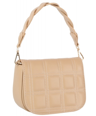 Fashion Quilted Flap Satchel Bag LE-0324 NUDE